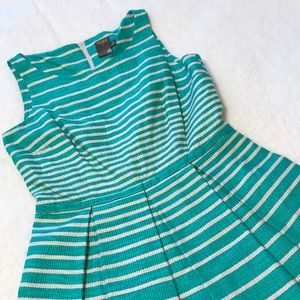 Taylor | Fit & Flare Pleated Striped Dress